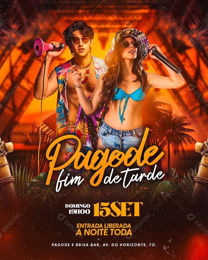 Flyer Pagode Fim de Tarde Social Media PSD Editável