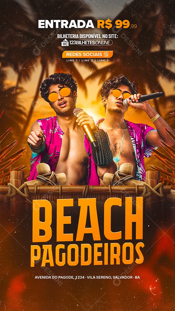 Story Flyer Beach Pagodeiros Social Media PSD Editável