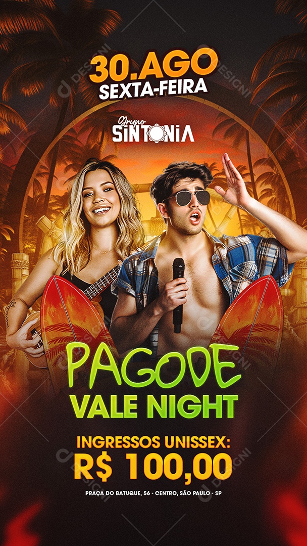 Story Flyer Pagode Vale Night Social Media PSD Editável
