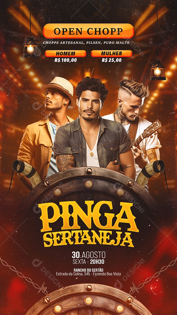 Story Flyer Pinga Sertaneja Social Media PSD Editável