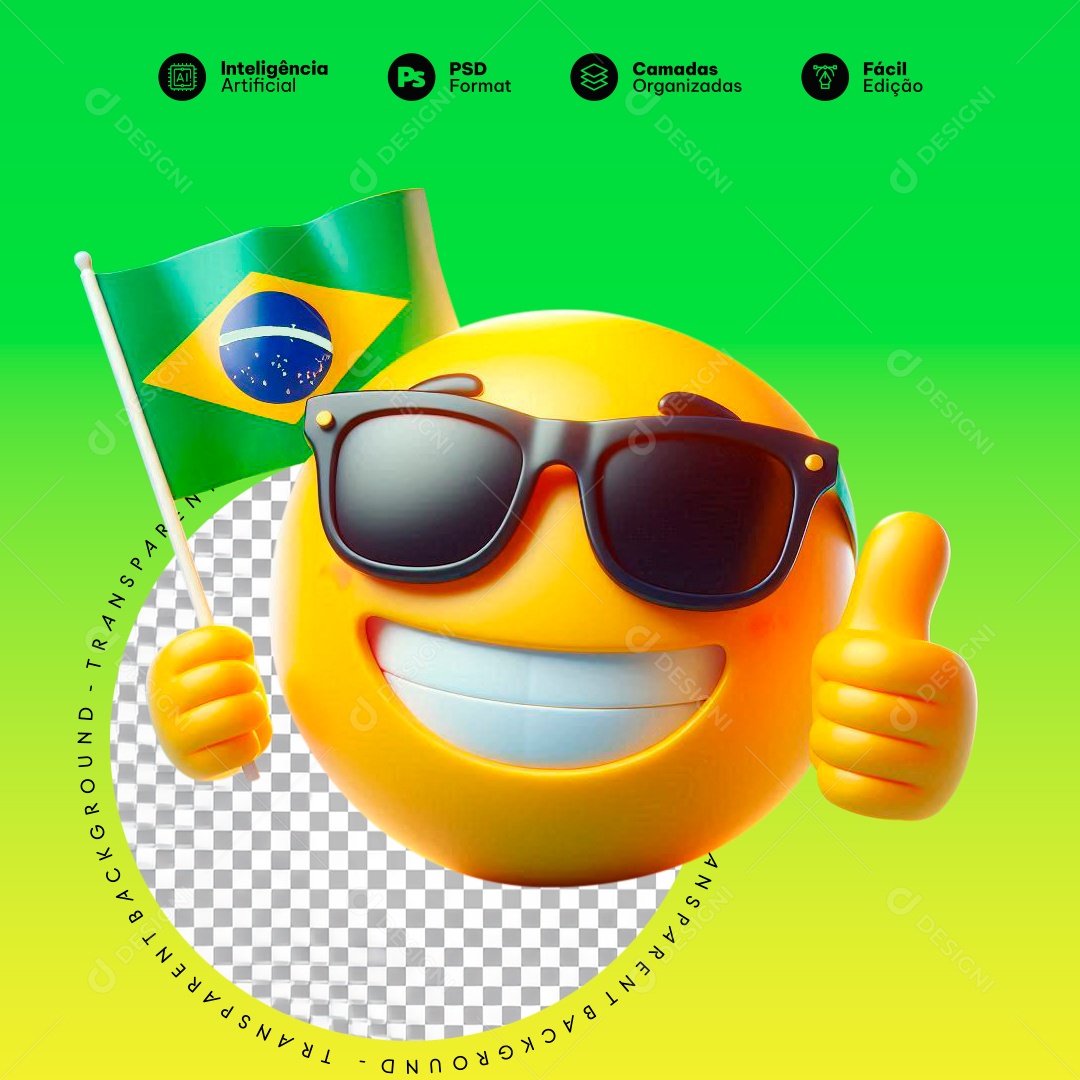 Emoji Segurando uma Bandeira Elemento 3D para Composição PSD