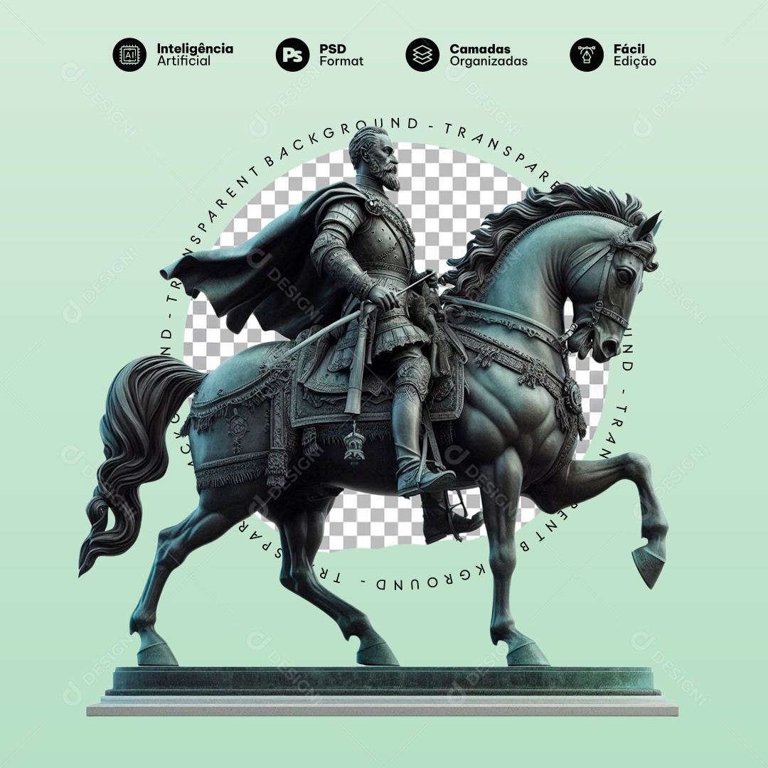 Estatua Sob Cavalo Elemento 3D para Composição PSD