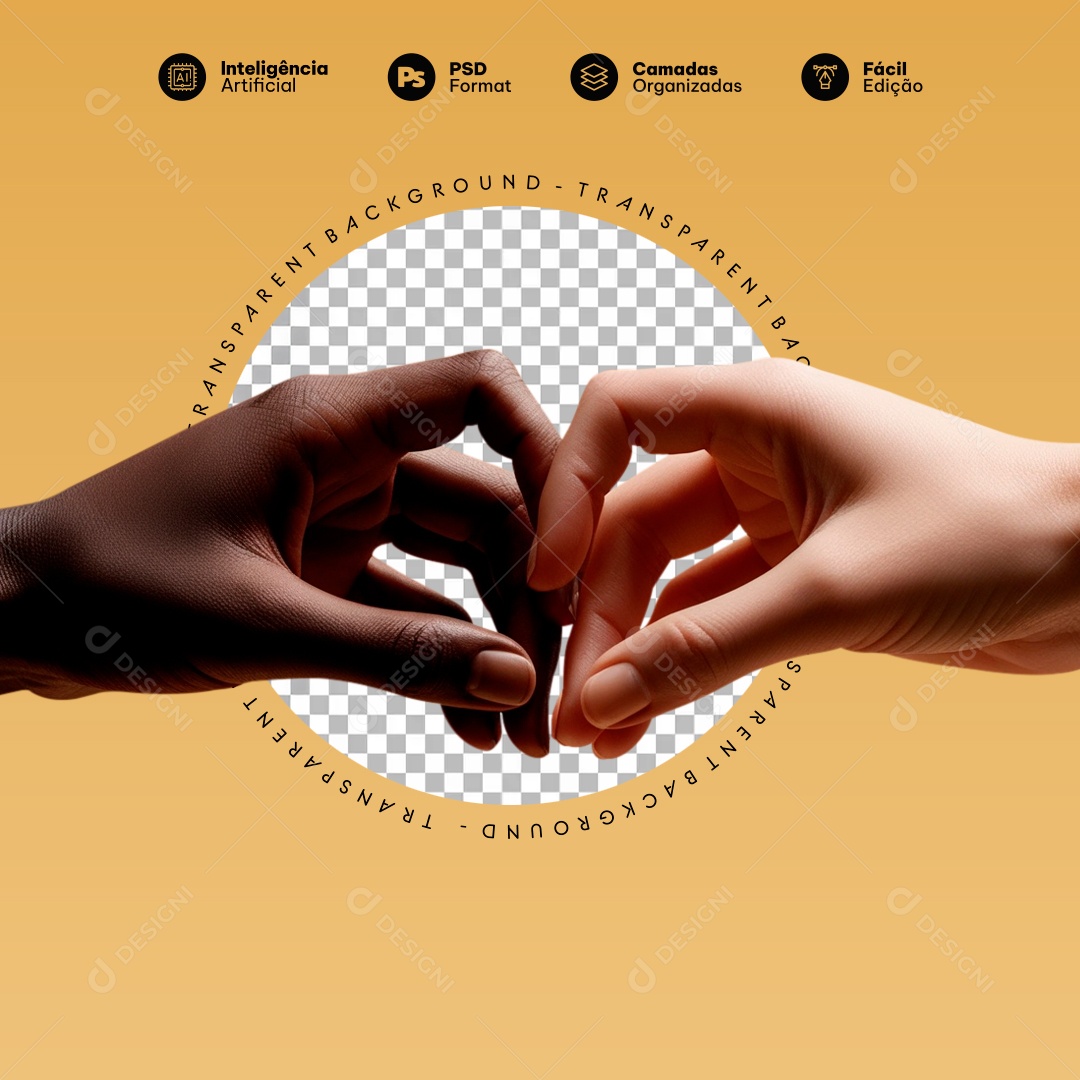 Mãos Elemento 3D de Setembro Amarelo para Composição PSD