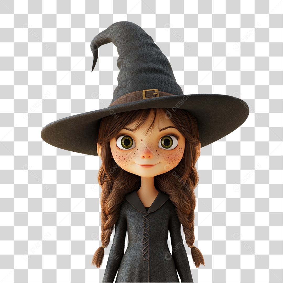 Personagem 3D Bruxa do Halloween PNG Transparente