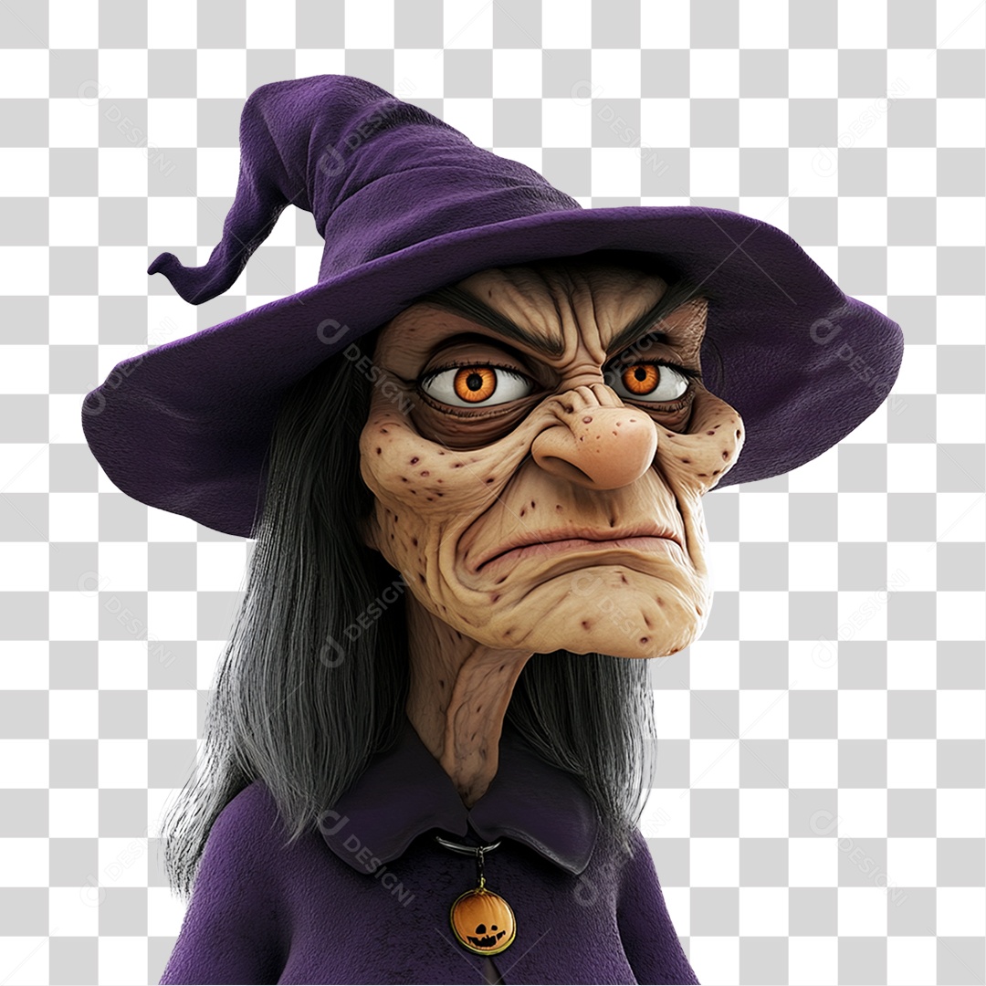 Personagem 3D Bruxa do Halloween PNG Transparente