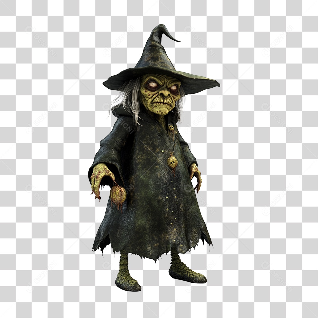 Personagem 3D Bruxa do Halloween PNG Transparente