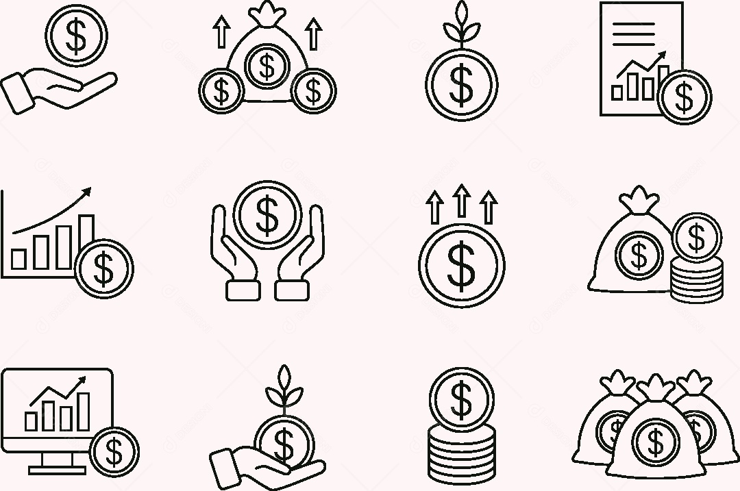 Conjunto de Ícones Financeiro Ilustração Vetor EPS