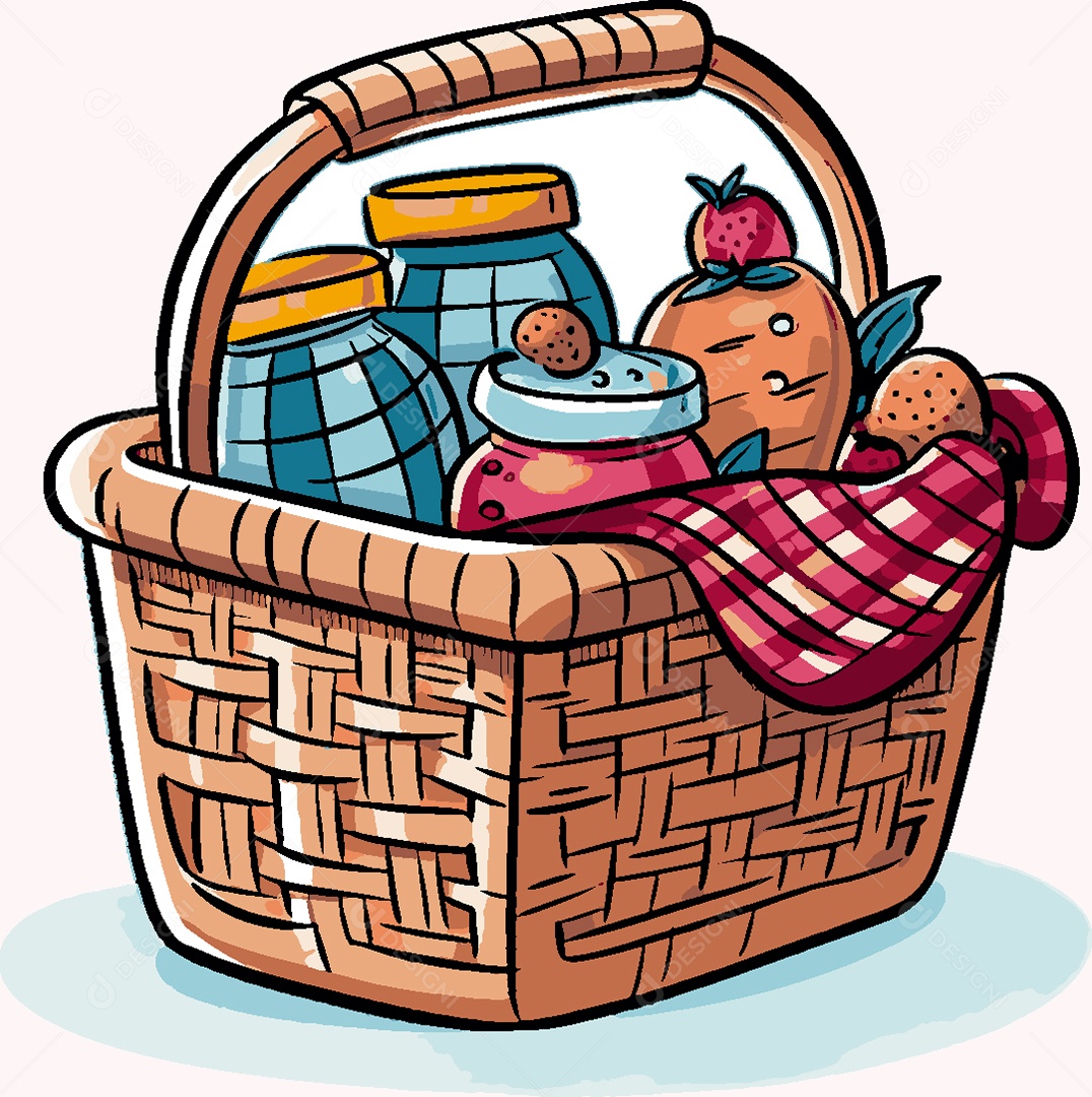 Cesta de Piquenique Ilustração Vetor EPS