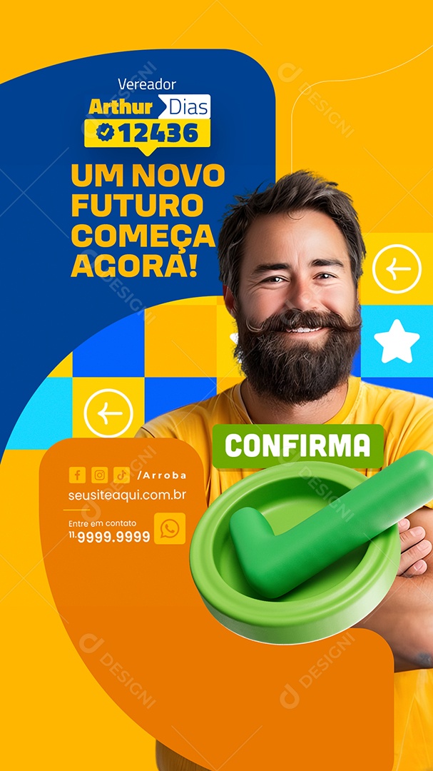 Story Política Vereador Arthur Dias Social Media PSD Editável