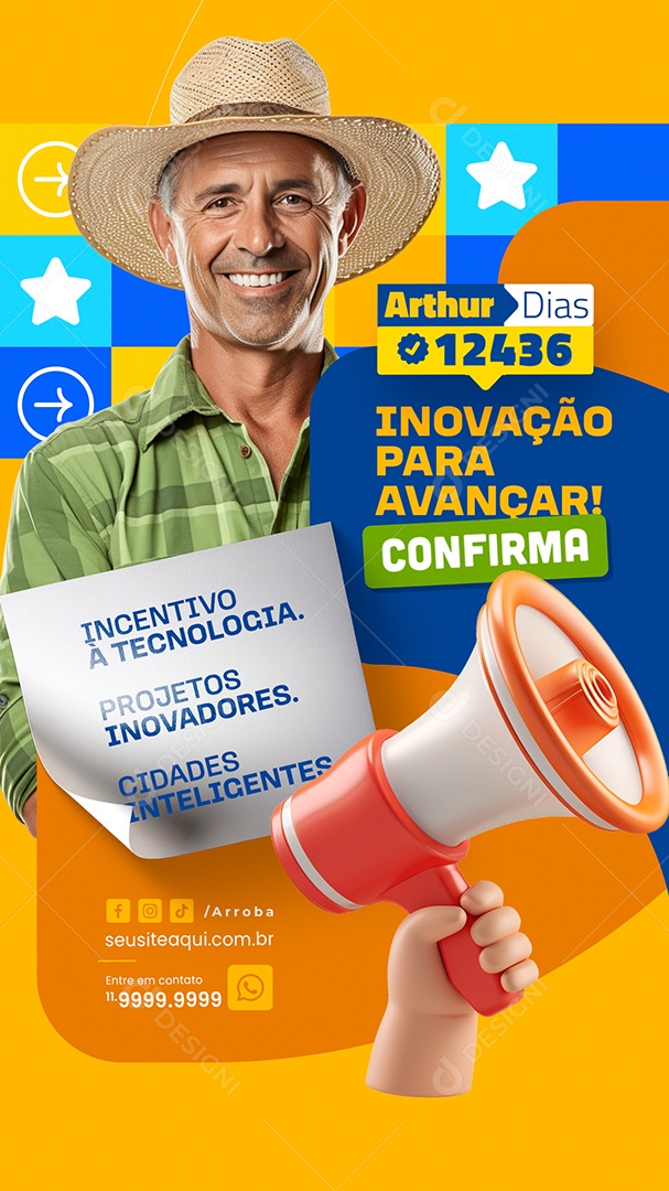 Story Política Vereador Arthur Dias Social Media PSD Editável