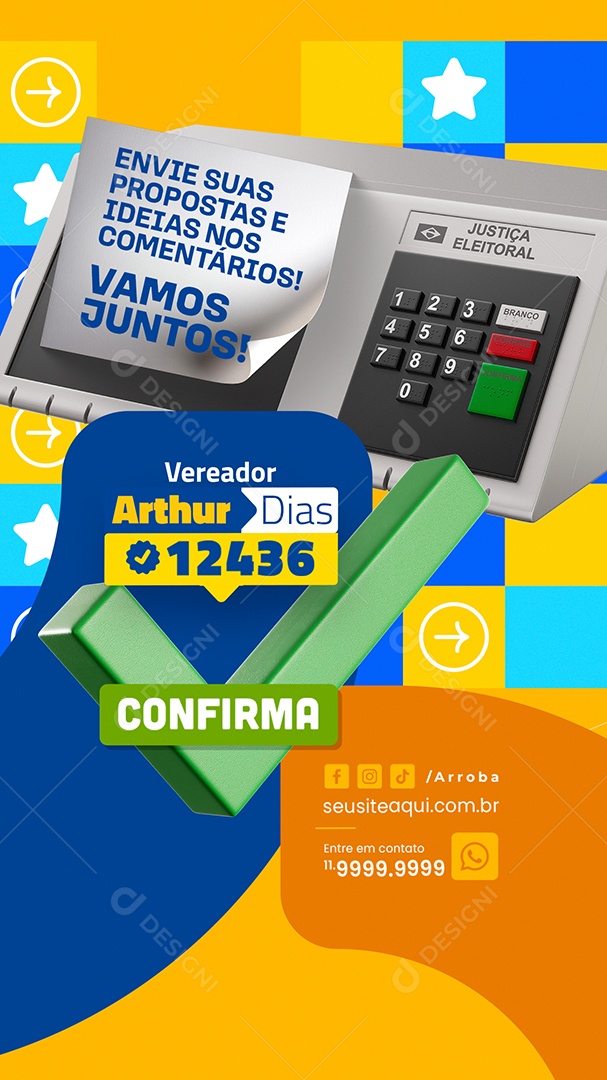 Story Política Vereador Arthur Dias Social Media PSD Editável