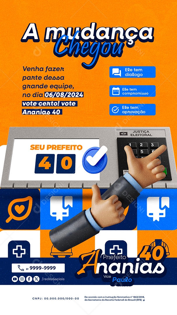 Story Política Prefeito Ananias Social Media PSD Editável