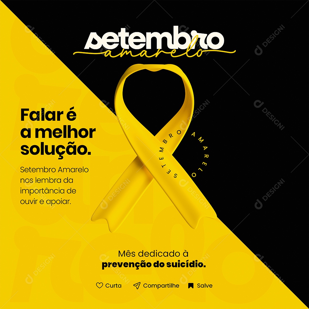 Setembro Amarelo Falar é a Melhor Solução Social Media PSD Editavel