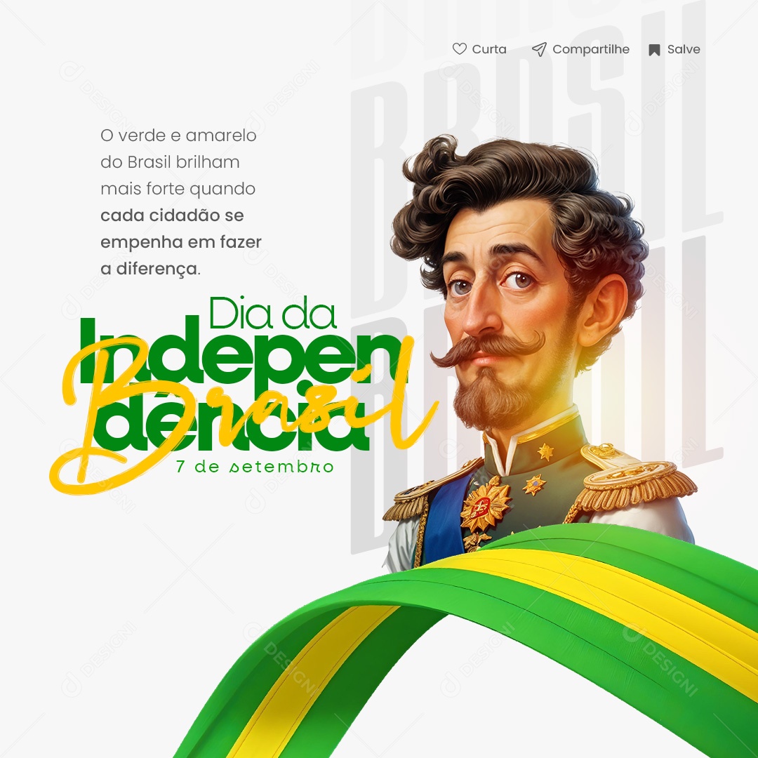 Dia da Independência do Brasil 07 de Setembro o Verde e Amarelo Brilham Social Media PSD Editável