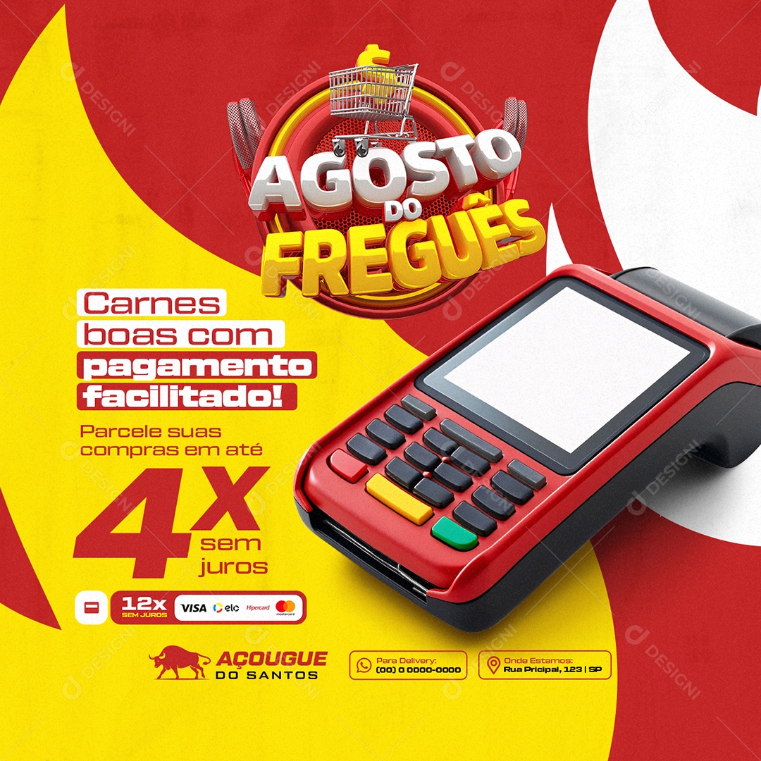 Agosto do Freguês Açougue Carnes Boas Social Media PSD Editável