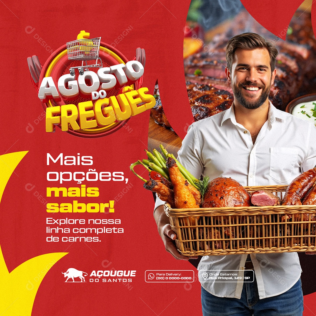 Agosto do Freguês Açougue Mais Opções Social Media PSD Editável