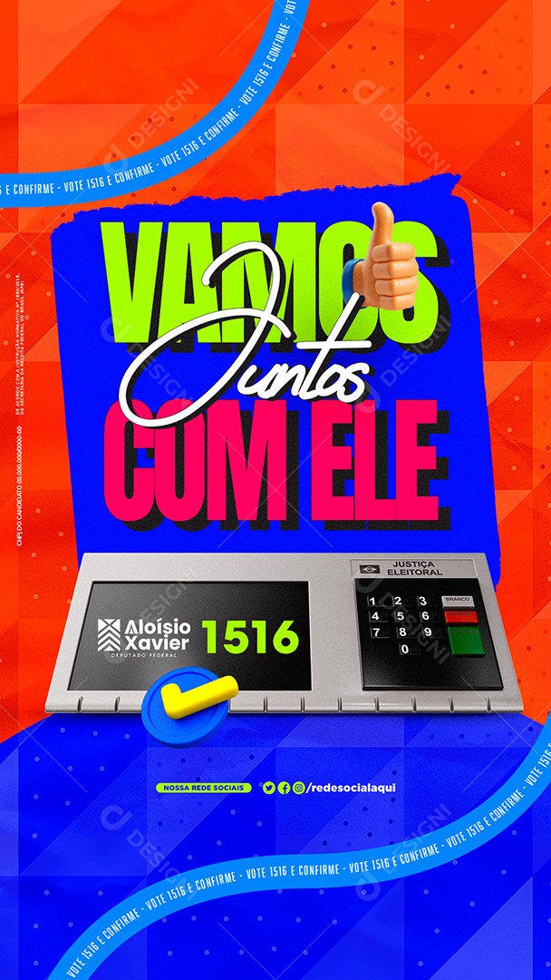 Story Política Vamos Juntos Com Ele Prefeito Aloísio Xavier Social Media PSD Editável