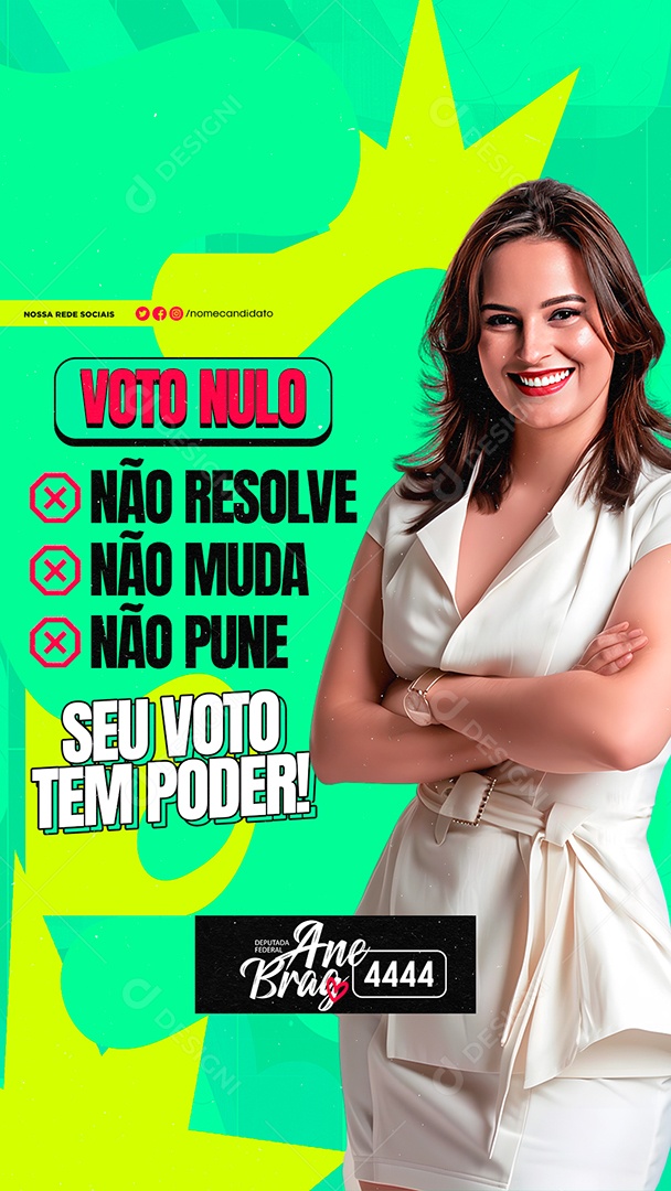 Story Política Voto Nulo Deputada Federal Ane Brag Social Media PSD Editável