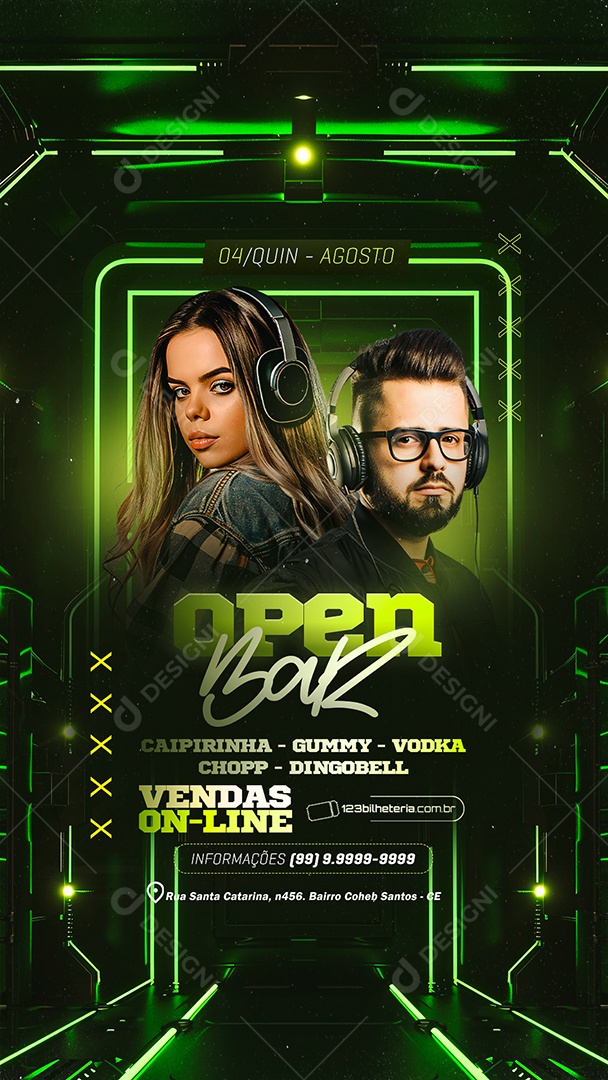 Story Flyer Open Bar Social Media PSD Editável