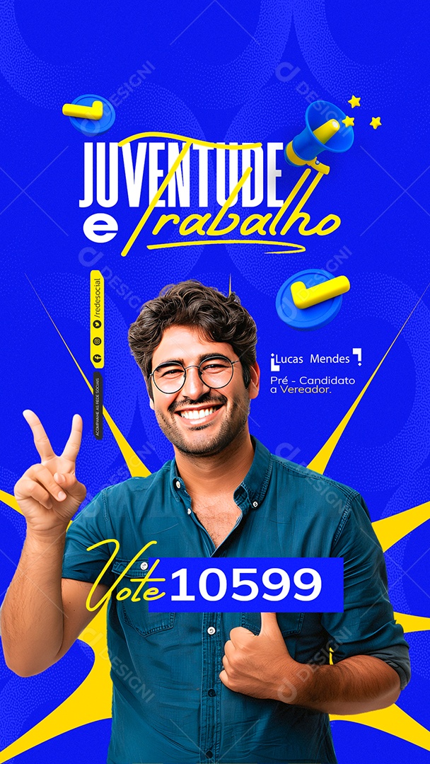 Story Política Juventude e Trabalho Social Media PSD Editável