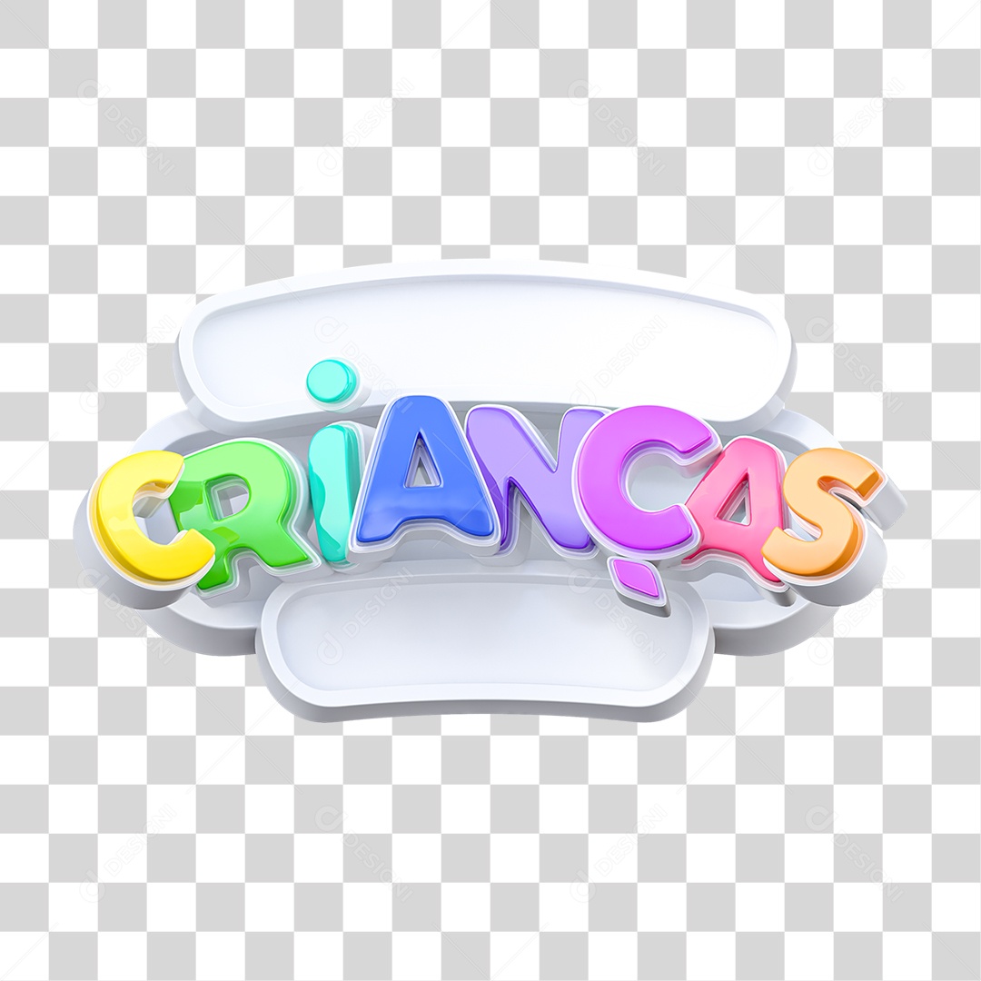 Saldão das Crianças Selo 3D Colorido para Composição PNG Transparente
