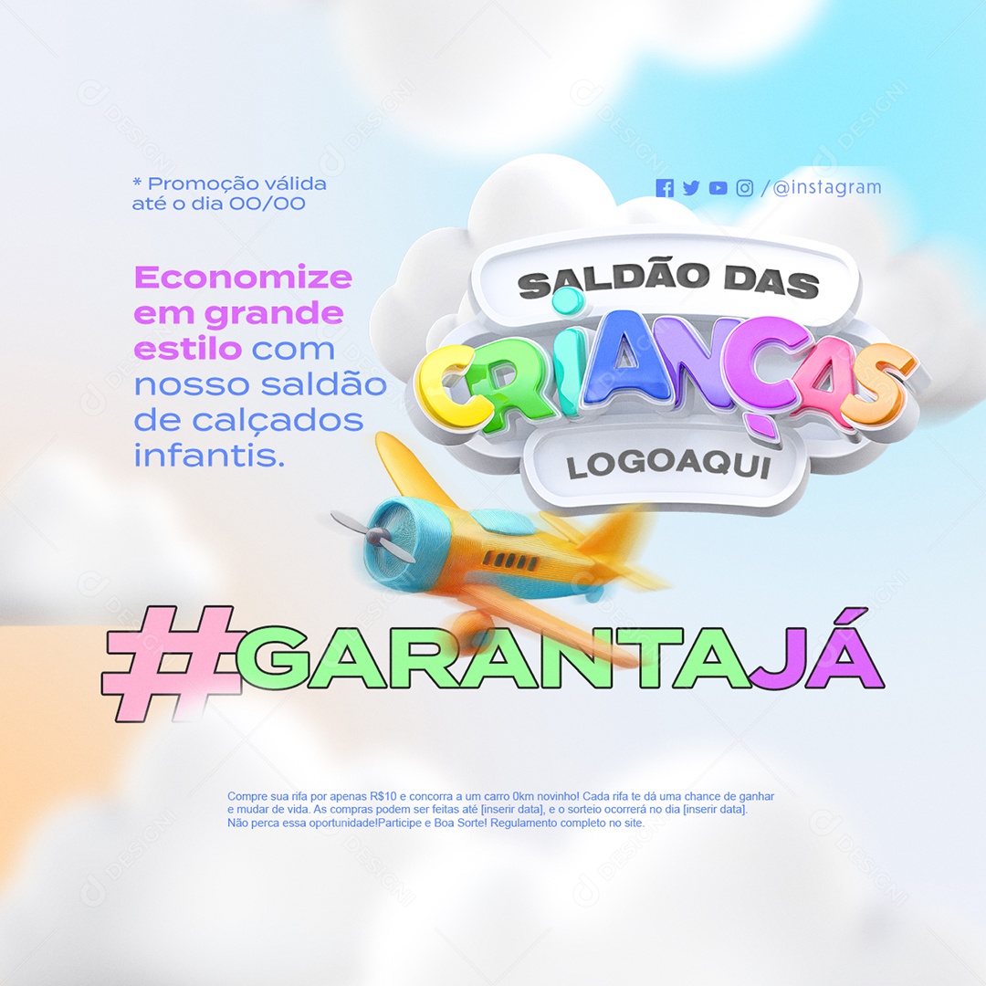 Saldão das Crianças Loja Infantil Garanta Já Social Media PSD Editável