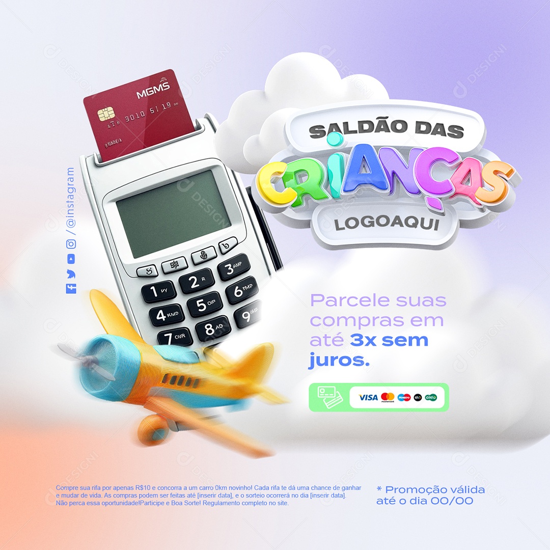Saldão das Crianças Loja Infantil Parcele suas Compras Social Media PSD Editável