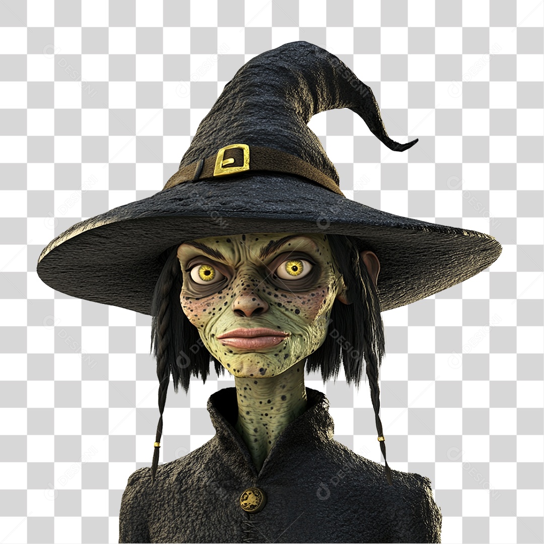 Personagem 3D Bruxa do Halloween PNG Transparente