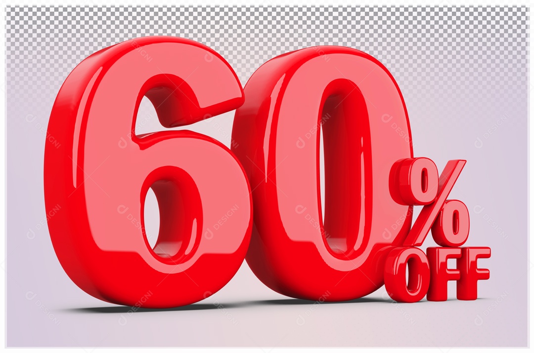 Desconto de 60% OFF Elemento 3D Vermelho para Composição PSD