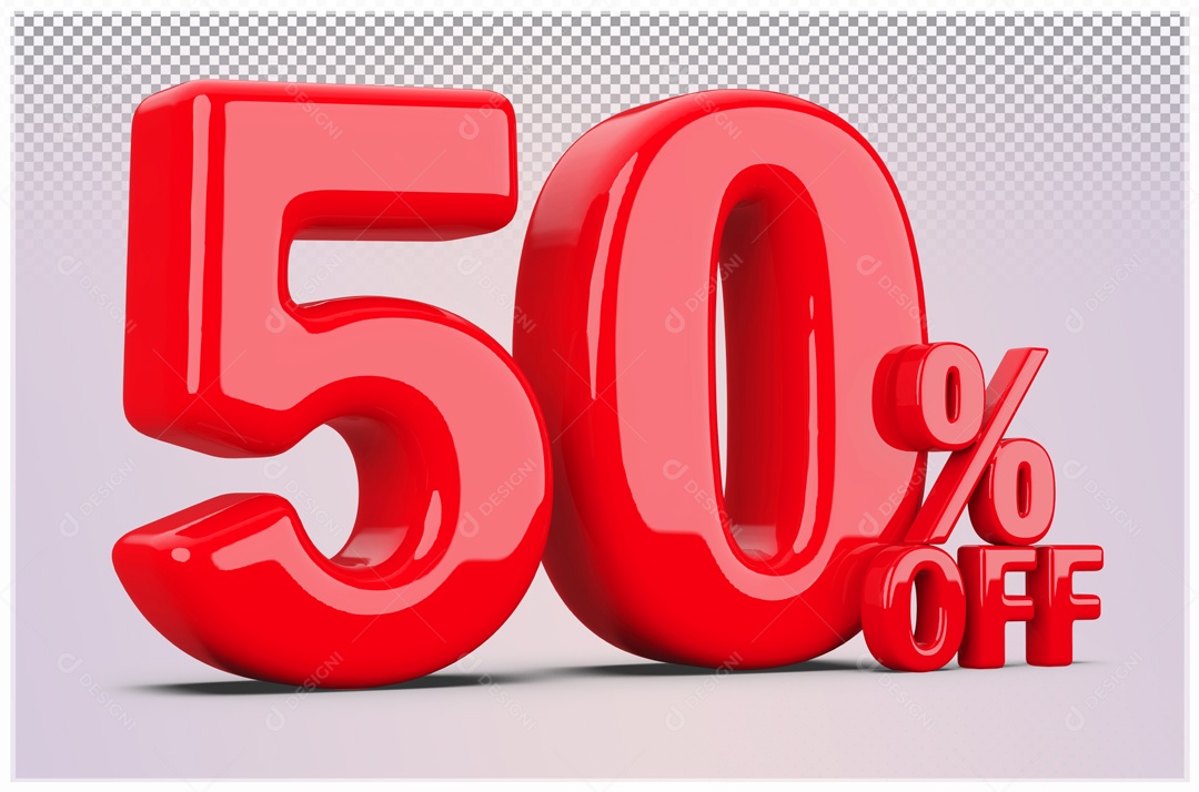 Desconto de 50% OFF Elemento 3D Vermelho para Composição PSD