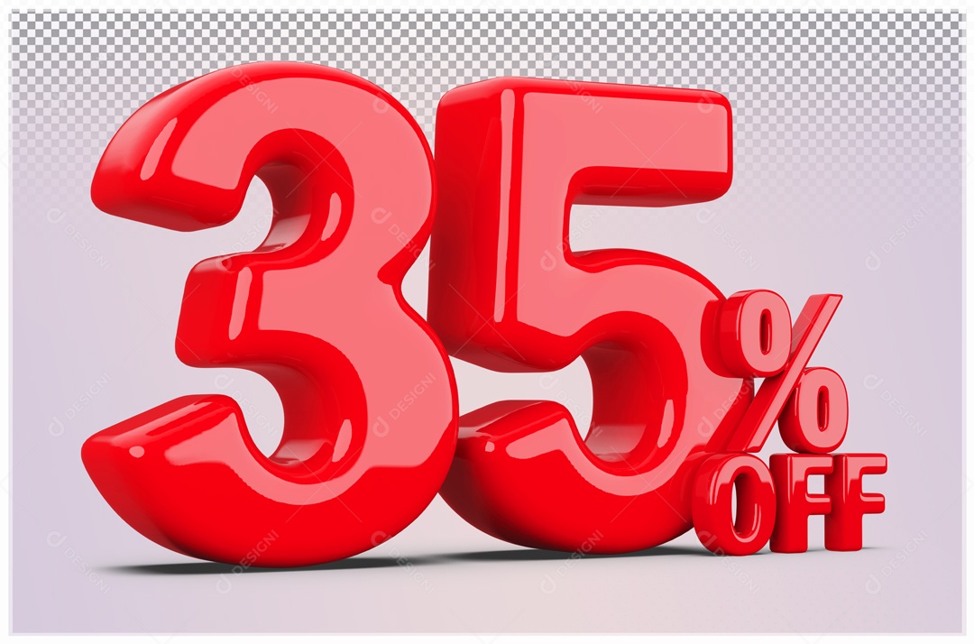 Desconto de 35% OFF Elemento 3D Vermelho para Composição PSD