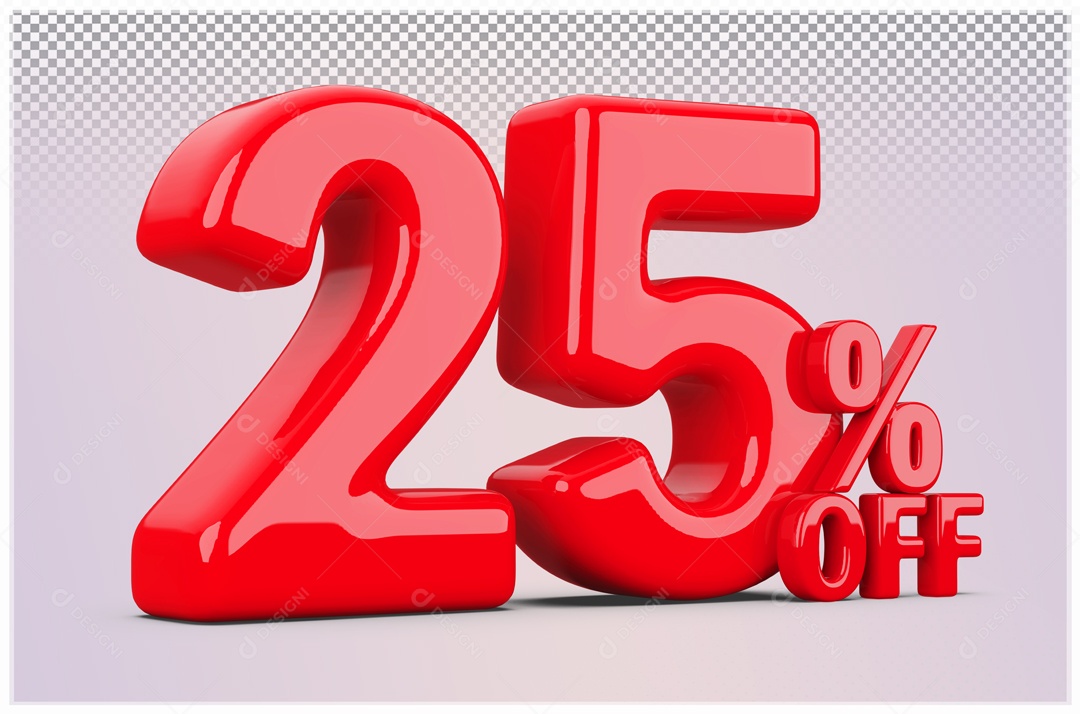 Desconto de 25% OFF Elemento 3D Vermelho para Composição PSD