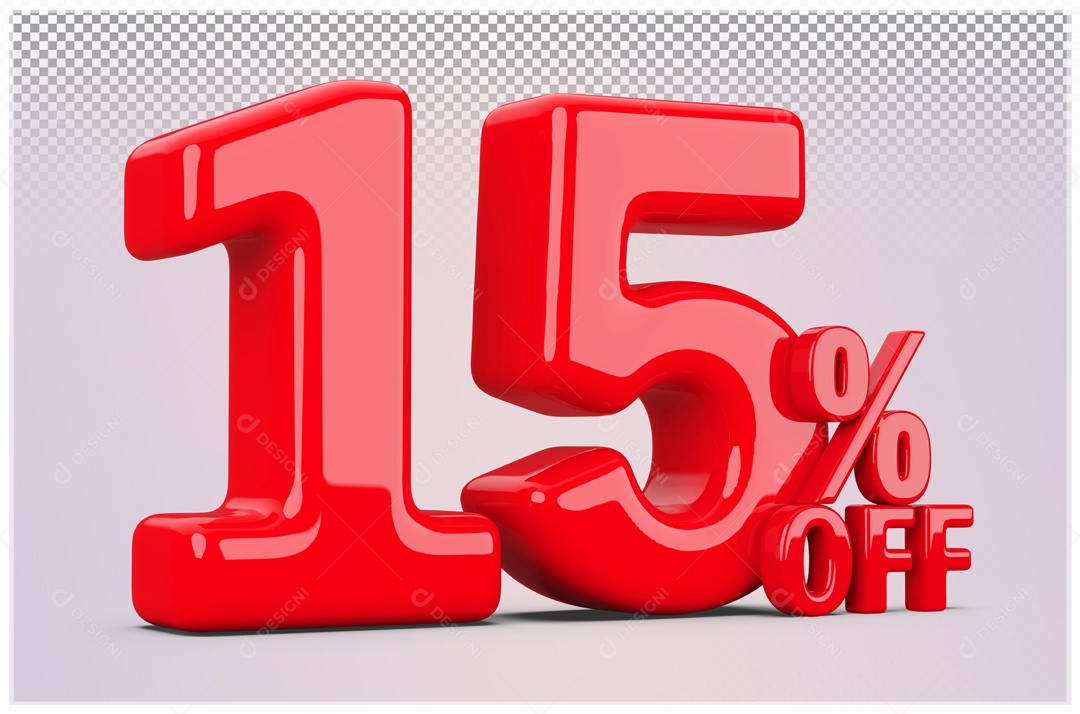 Desconto de 15% OFF Elemento 3D Vermelho para Composição PSD