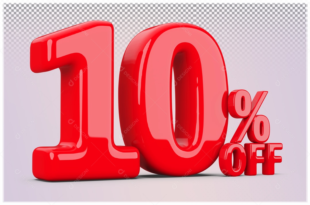 Desconto de 10% OFF Elemento 3D Vermelho para Composição PSD