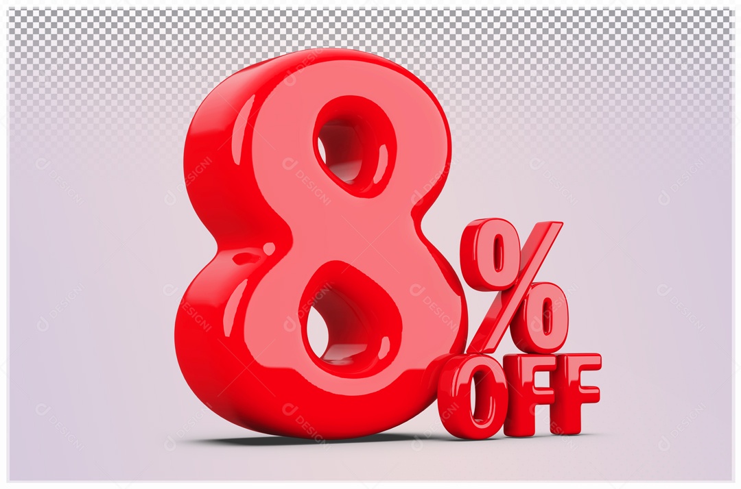 Desconto de 8% OFF Elemento 3D Vermelho para Composição PSD