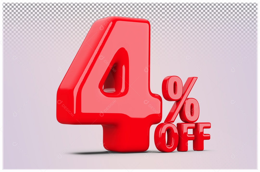Desconto de 4% OFF Elemento 3D Vermelho para Composição PSD