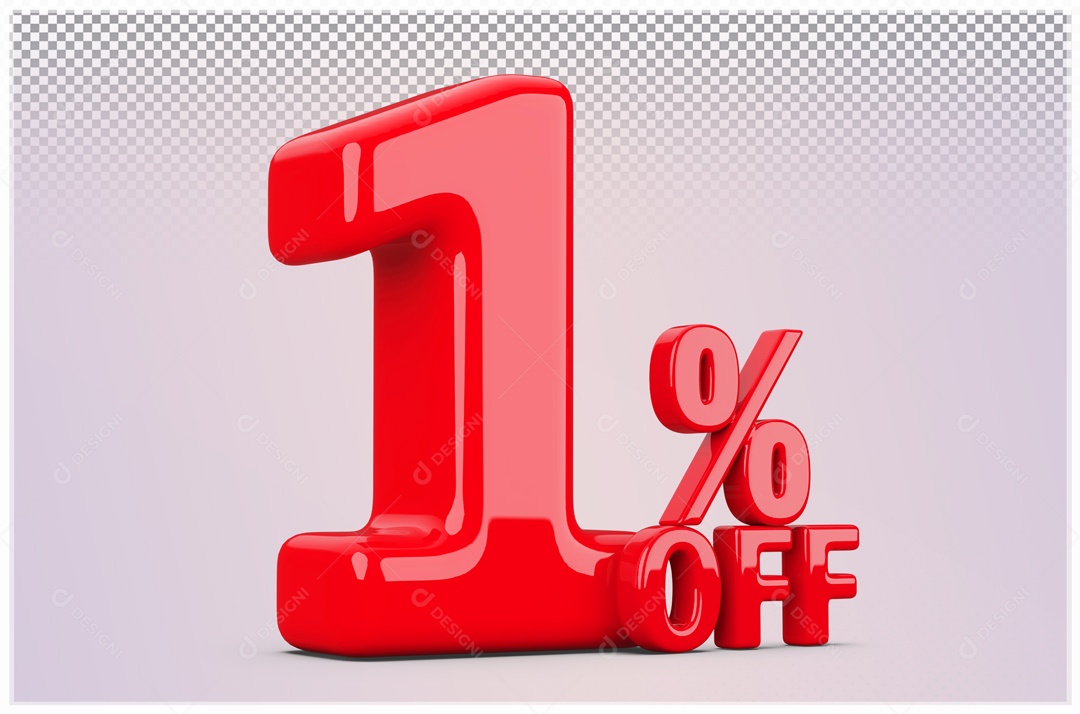 Desconto de 1% OFF Elemento 3D Vermelho para Composição PSD