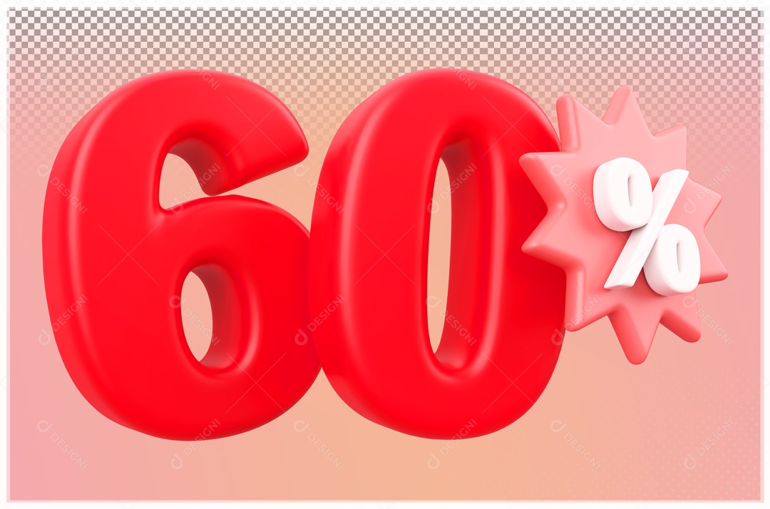 Desconto de 60% Elemento 3D Vermelho para Composição PSD
