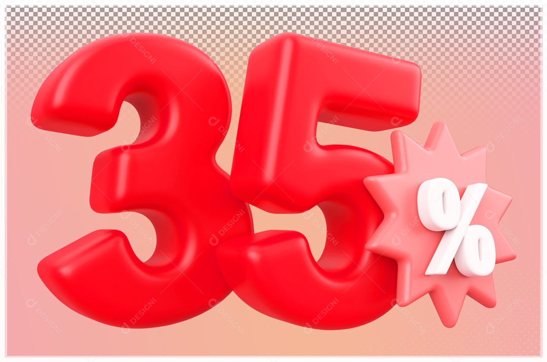 35% discount Red 3D Element for PSD Composition