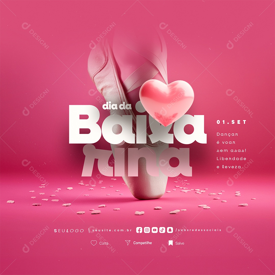 Dia Da Bailarina 01 De Setembro Dançar é Voar Sem Asas Social Media PSD Editável