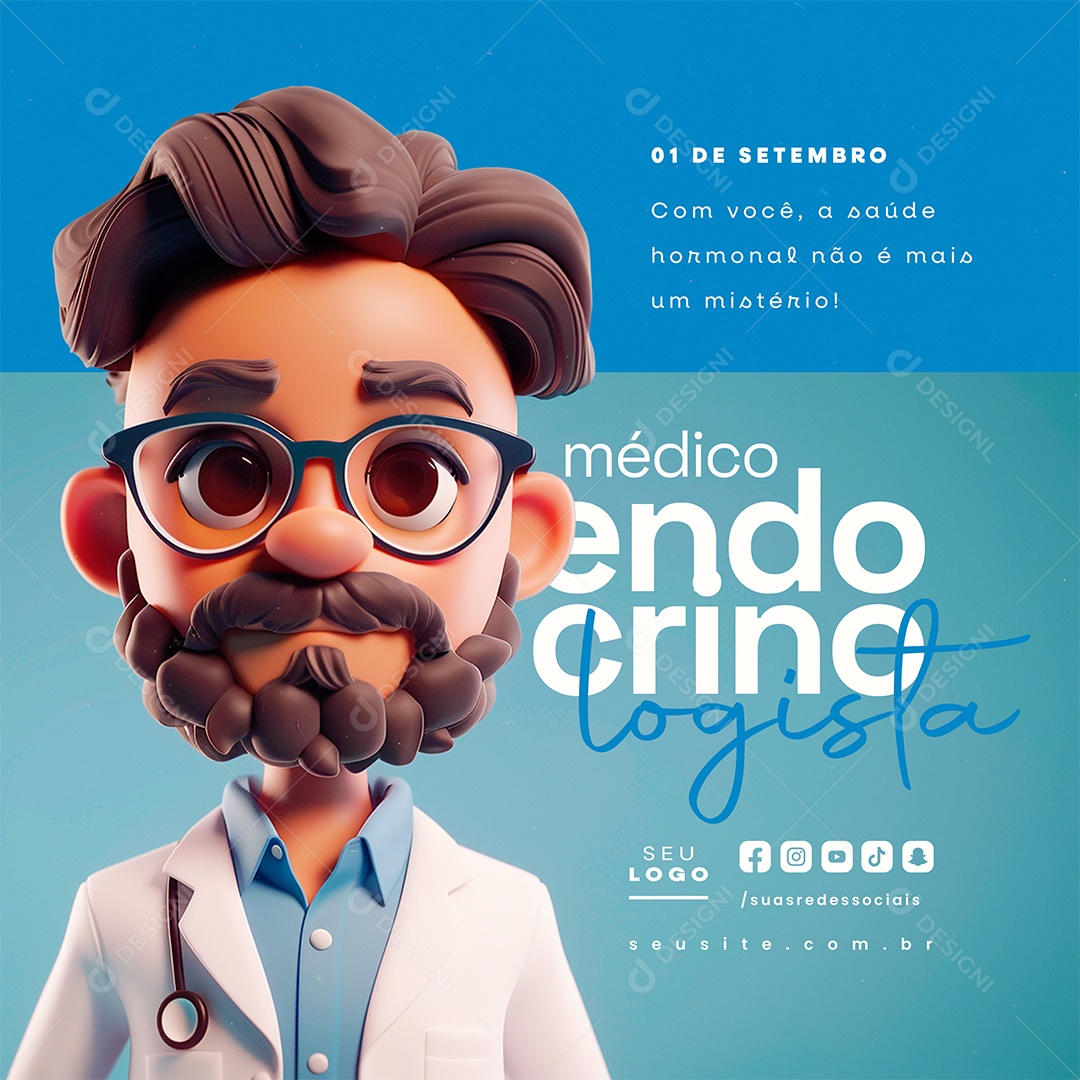 Social Media Dia Do Médico Endocrinologista 01 de Setembro PSD Editável