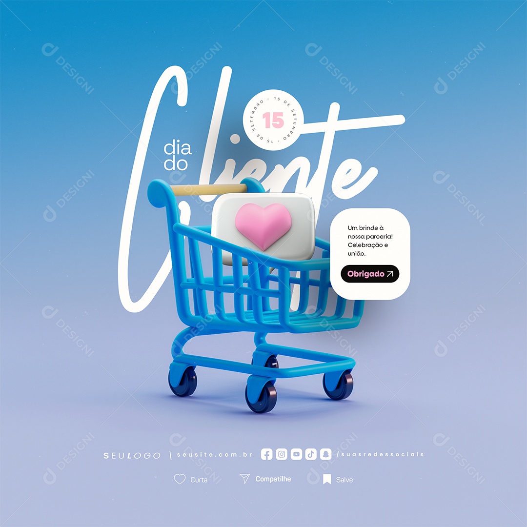 Dia do Cliente 15 de Setembro Obrigado Social Media PSD Editável