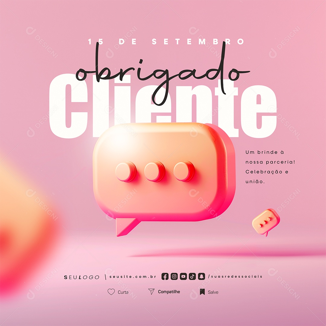 Dia do Cliente 15 de Setembro Obrigado Social Media PSD Editável