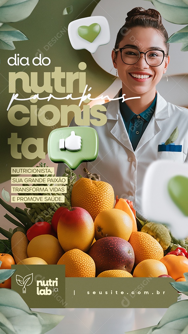 Story Social Media Dia Do Nutricionista 31 De Agosto Parabéns PSD Editável