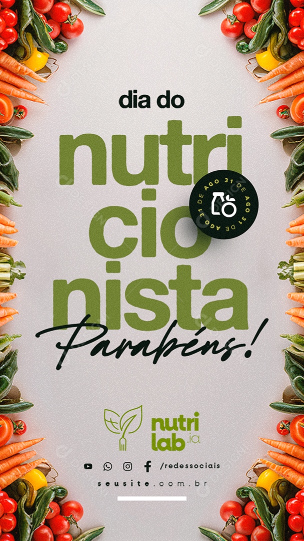 Story Dia Do Nutricionista 31 De Agosto Parabéns Social Media PSD Editável