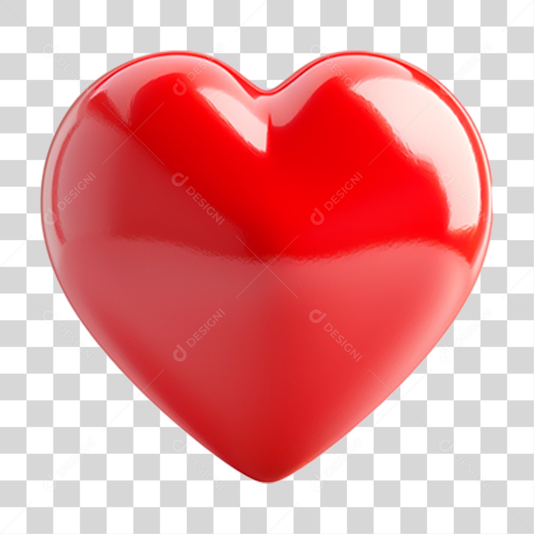 Elemento 3D Emoji Coração PNG Transparente