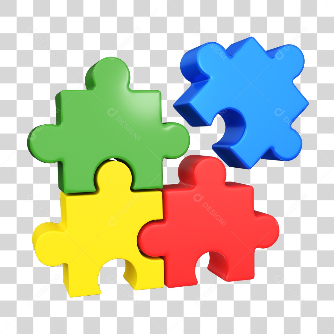 Elemento 3D Quebra-Cabeça PNG Transparente