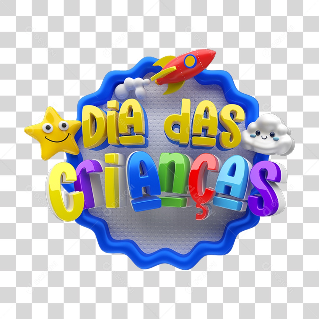 Selo 3D Dia das Crianças PNG Transparente
