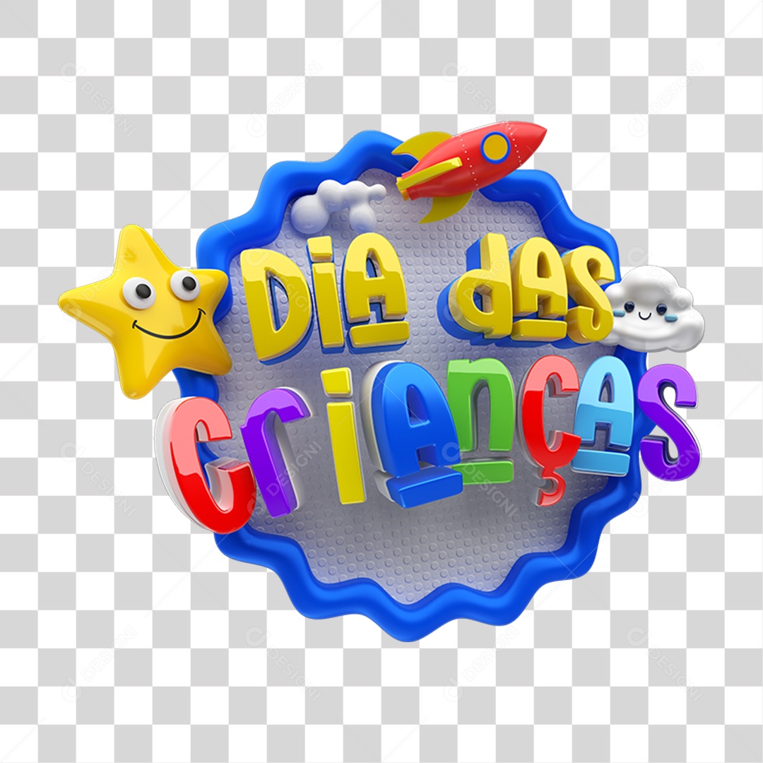 Selo 3D Dia das Crianças PNG Transparente