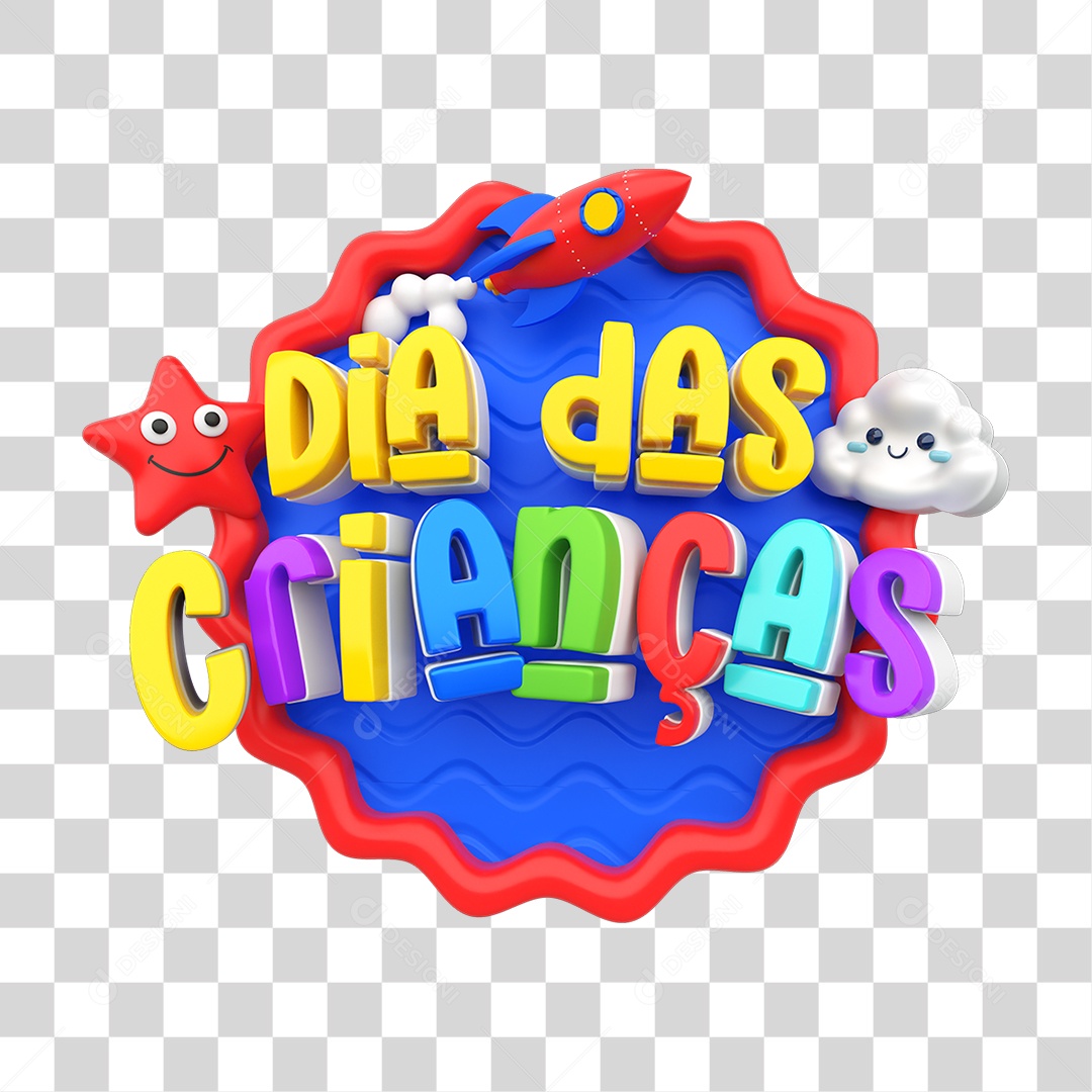 Selo 3D Dia das Crianças PNG Transparente
